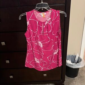 Liz Claiborne Fuchsia Floral Tank Top